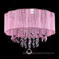 Lustre de cristal rosa lustre moderno do teto lâmpada linda forma de flor